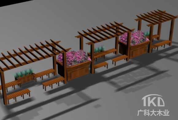 防腐木花架设计效果图