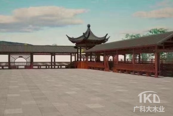 防腐木长廊效果图