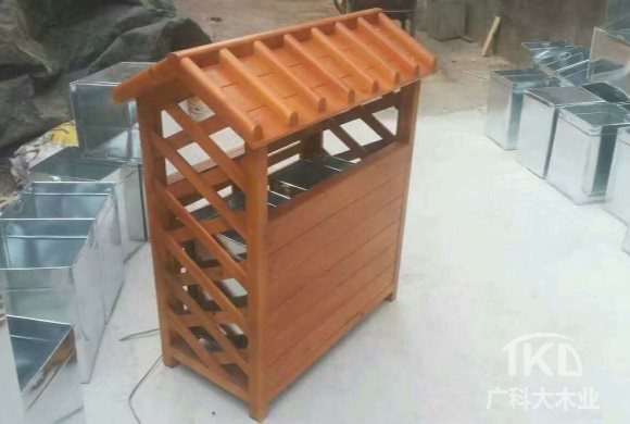防腐木垃圾桶花箱